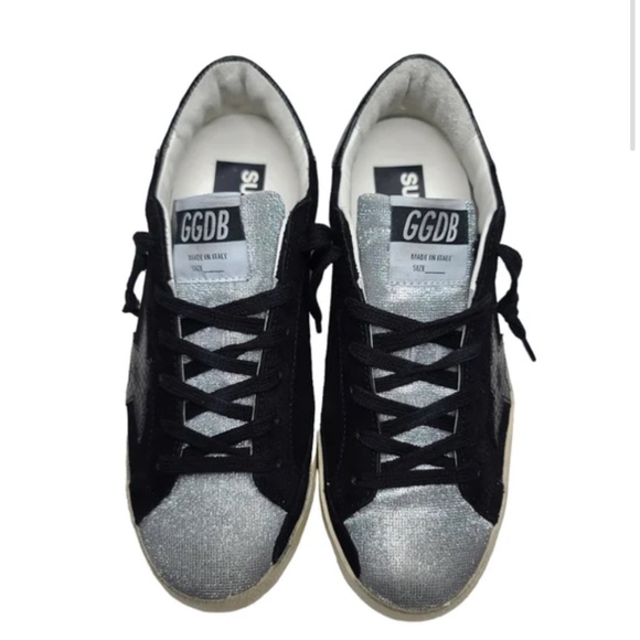 Golden Goose Superstar Size 38 Black Suede Silver Neiman Marcus Private Edition - Picture 4 of 8